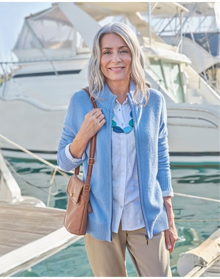 Lambswool Zip Thru Cardigan